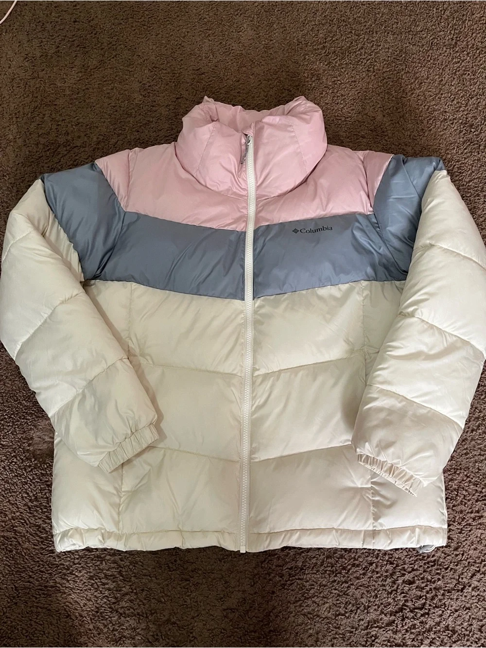 Columbia Women’s Pink, Gray & Cream Colorblock Puffer Jacket
